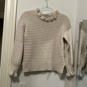 Madewell sweater beige cream ruffle neck size S